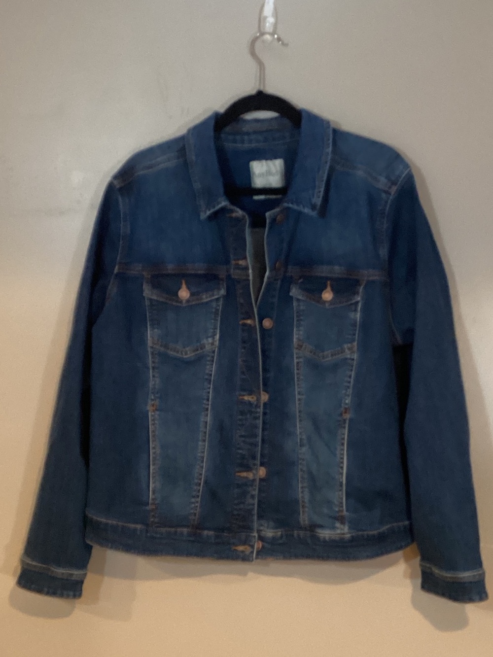 Women's Dark Blue Denim Jean Jacket - Classic Button Front